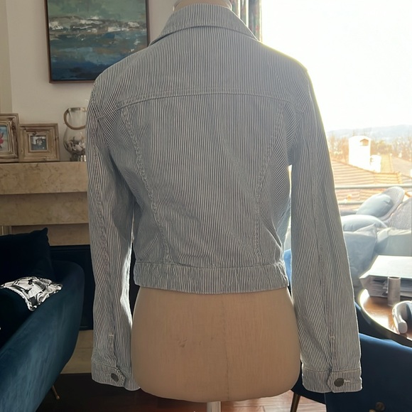 Elle blue & white striped denim jacket size XS - Picture 3 of 3